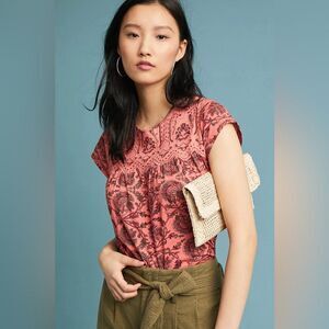 Anthropologie Postmark Penelope Boho Printed Eyelet Blouse Size Small